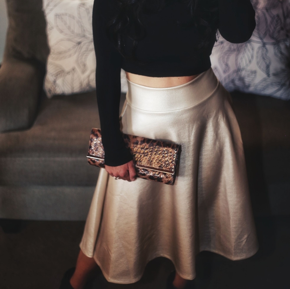 Metallic Midi Skirt